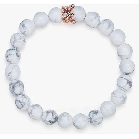 Anklet Bracelet Gold Plated Simulated Howlite Jewelry Adjustable V Initial A1 - Picture 11 of 12